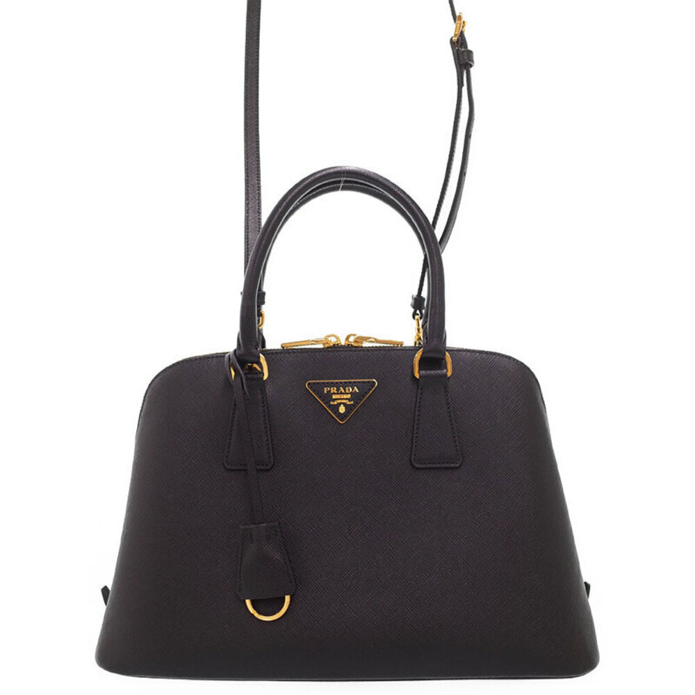 Prada Saffiano Lux Promenade 2way handbag black leather